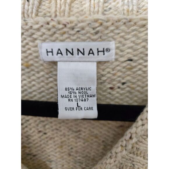 Hannah Women's Sweater Size Large Cream Long Sleeve Spring Fall Winter Chic Boho - Picture 3 of 6